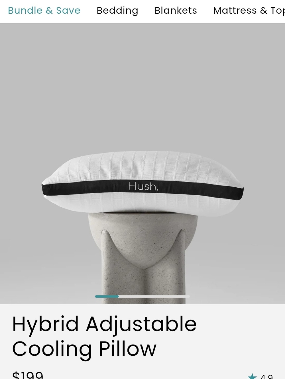 Hush Hybrid Adjustable Cooling Pillow – White with Black Trim